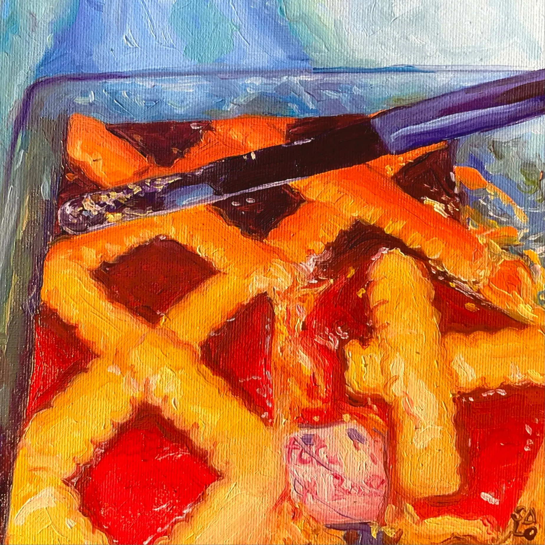 Torta, 2022, Olio su tela, 20 × 20 cm — Sara Longhi
